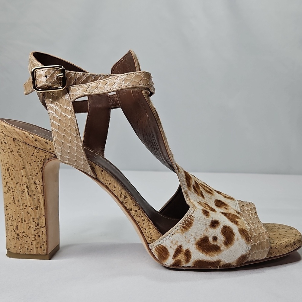 Donald J Pliner Women's Leopard Calf High Heel Sandals Sand Sz 11